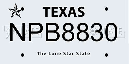 NPB8830 Texas License Plate