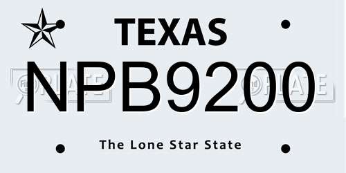 NPB9200 Texas License Plate