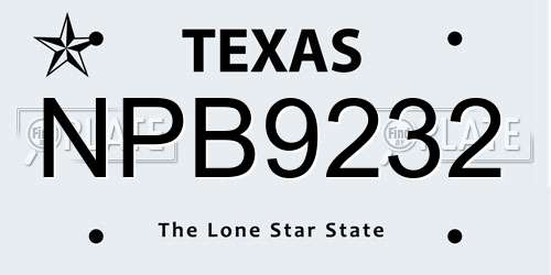 NPB9232 Texas License Plate