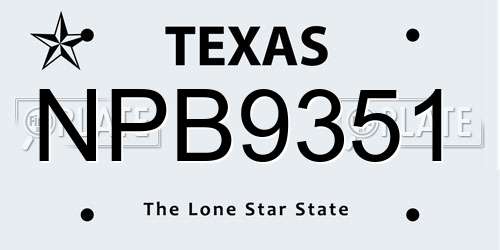NPB9351 Texas License Plate