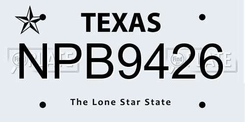 NPB9426 Texas License Plate