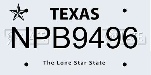 NPB9496 Texas License Plate