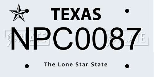 NPC0087 Texas License Plate