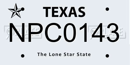 NPC0143 Texas License Plate