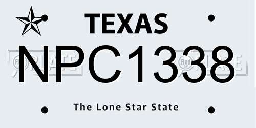 NPC1338 Texas License Plate