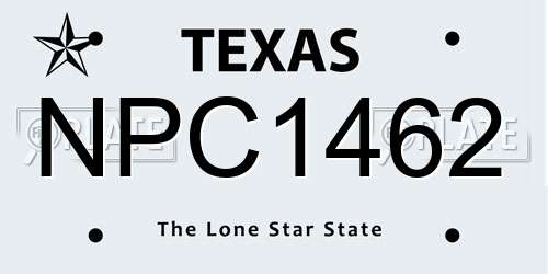 NPC1462 Texas License Plate