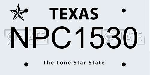 NPC1530 Texas License Plate
