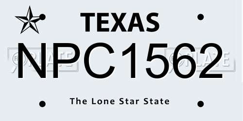 NPC1562 Texas License Plate