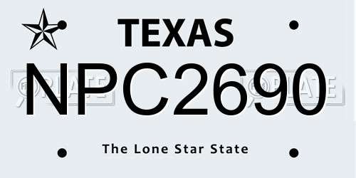 NPC2690 Texas License Plate