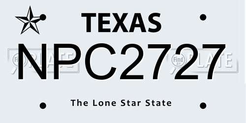 NPC2727 Texas License Plate
