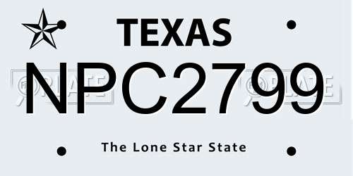 NPC2799 Texas License Plate