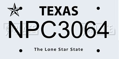 NPC3064 Texas License Plate