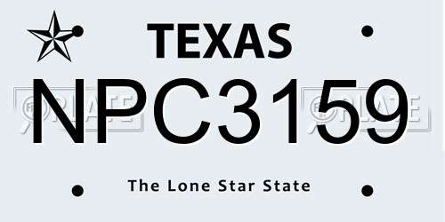 NPC3159 Texas License Plate