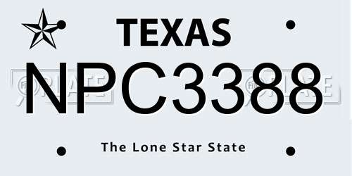 NPC3388 Texas License Plate