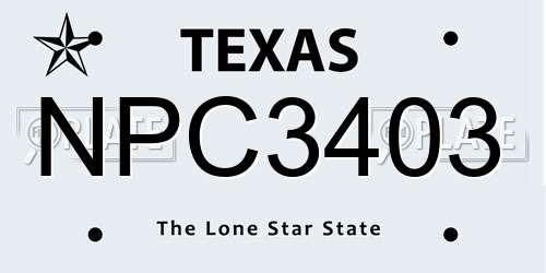 NPC3403 Texas License Plate
