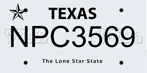 NPC3569 Texas License Plate