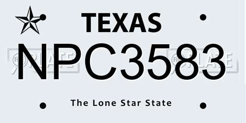 NPC3583 Texas License Plate