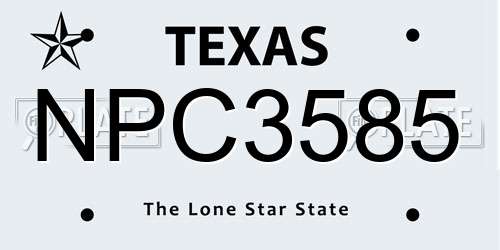NPC3585 Texas License Plate