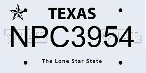 NPC3954 Texas License Plate