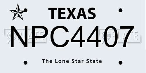 NPC4407 Texas License Plate