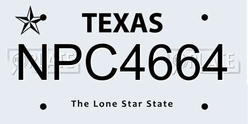 NPC4664 Texas License Plate