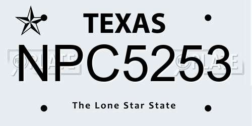 NPC5253 Texas License Plate