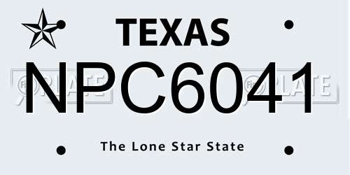 NPC6041 Texas License Plate
