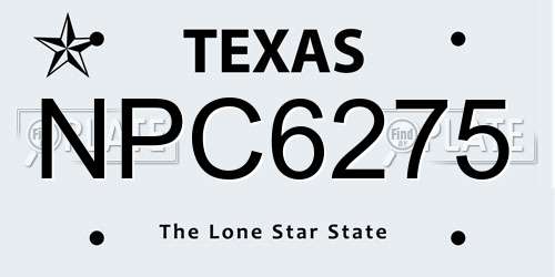 NPC6275 Texas License Plate