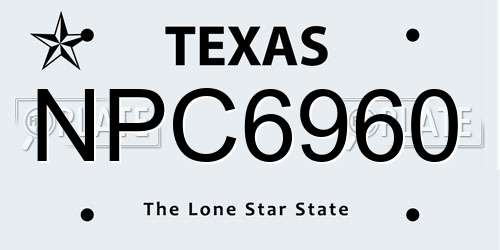 NPC6960 Texas License Plate