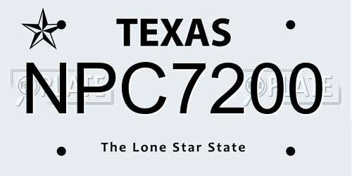 NPC7200 Texas License Plate