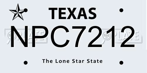 NPC7212 Texas License Plate