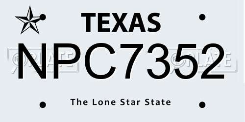 NPC7352 Texas License Plate