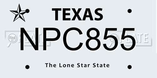 NPC855 Texas License Plate