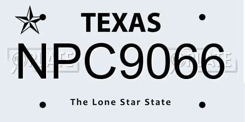 NPC9066 Texas License Plate