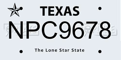 NPC9678 Texas License Plate