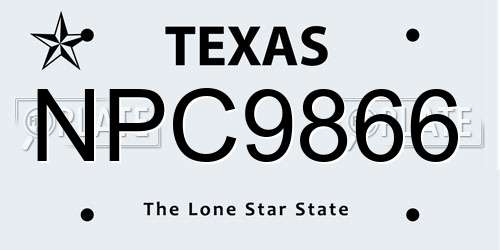 NPC9866 Texas License Plate