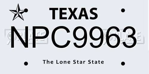 NPC9963 Texas License Plate