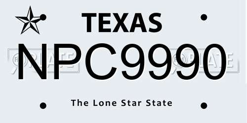 NPC9990 Texas License Plate