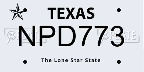 NPD773 Texas License Plate