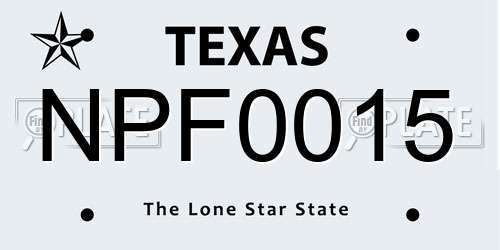 NPF0015 Texas License Plate