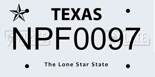 NPF0097 Texas License Plate