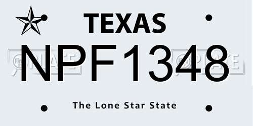 NPF1348 Texas License Plate