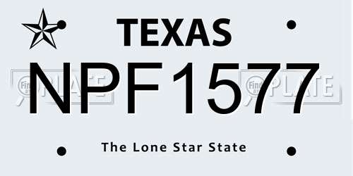 NPF1577 Texas License Plate