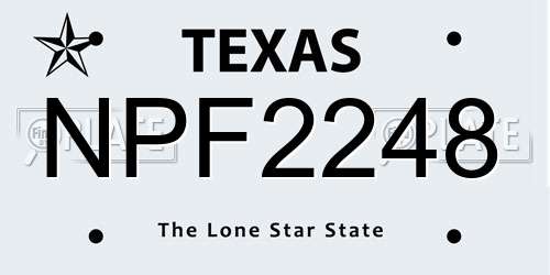 NPF2248 Texas License Plate