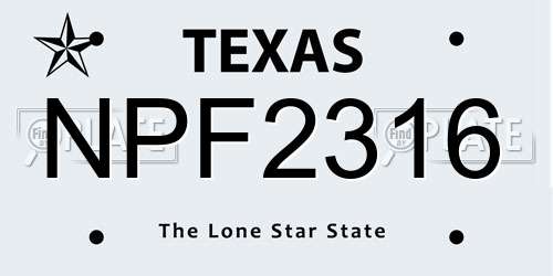 NPF2316 Texas License Plate