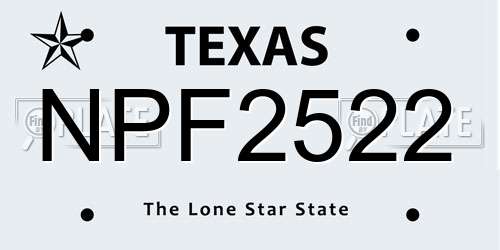 NPF2522 Texas License Plate