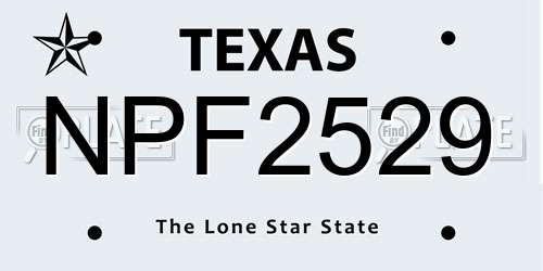 NPF2529 Texas License Plate