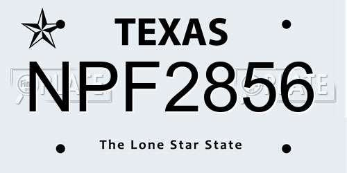 NPF2856 Texas License Plate