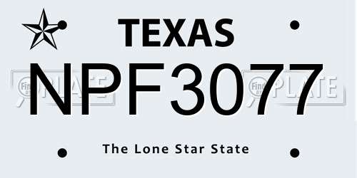 NPF3077 Texas License Plate