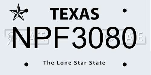 NPF3080 Texas License Plate